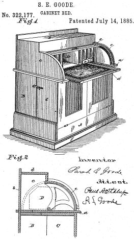 Drawing of Sarah E. Goode's Cabinet Bed