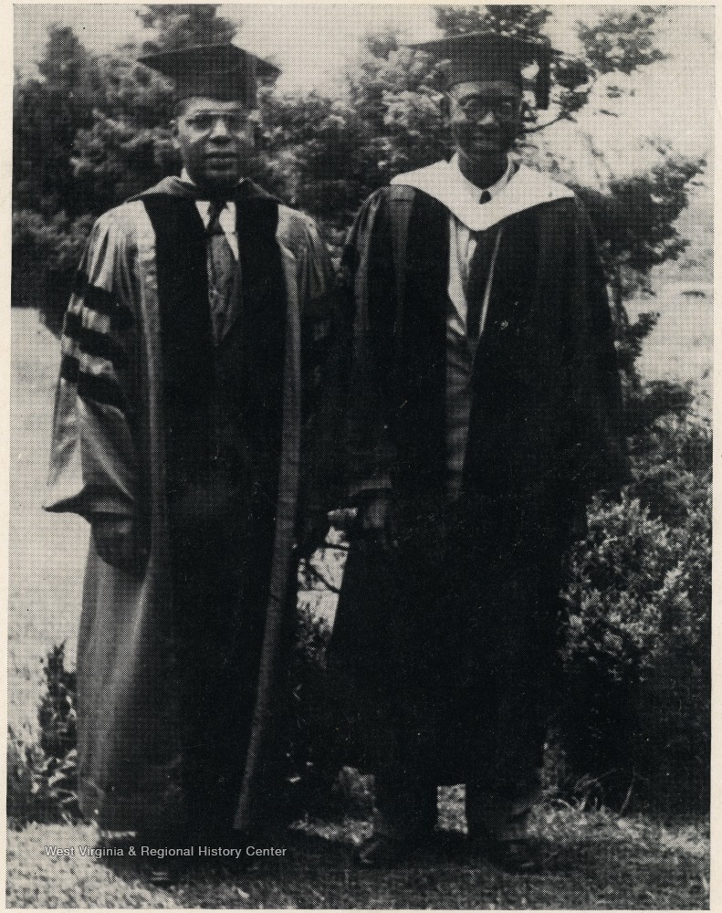 Faculty in Commencement Gown, Storer College, Harpers Ferry, W. Va. President Richard McKinney(left) Unidentified faculty member (Right)