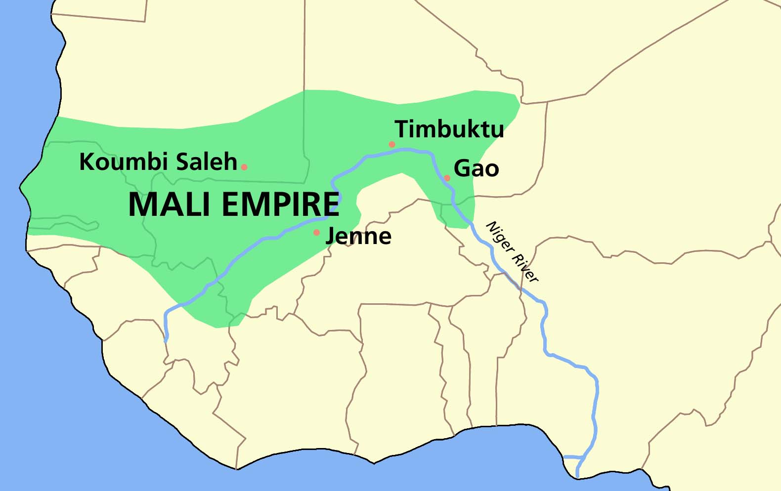 Map of the Mali Empire|Mali Empire (ca. 1200- )