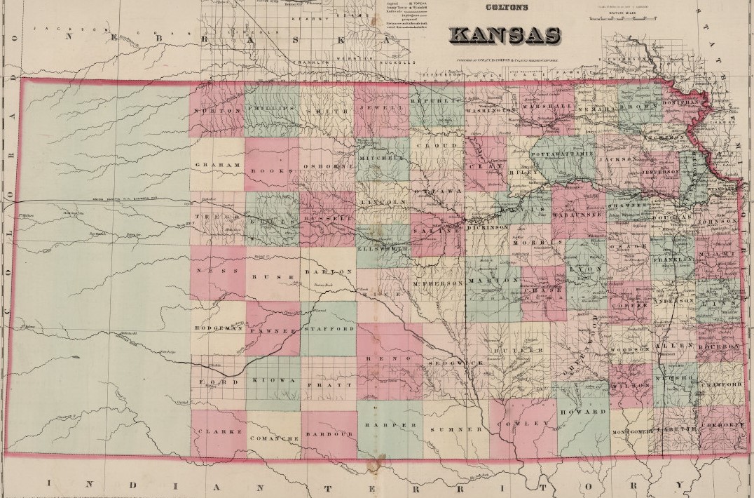 Map of Kansas, 1869