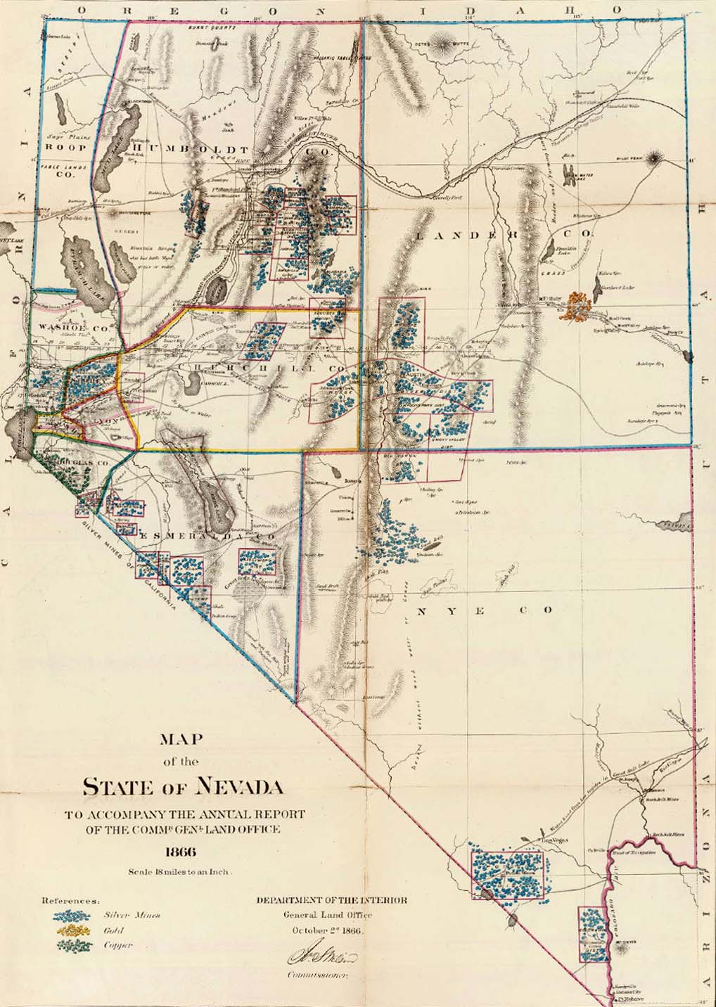 Map of Nevada, 1866