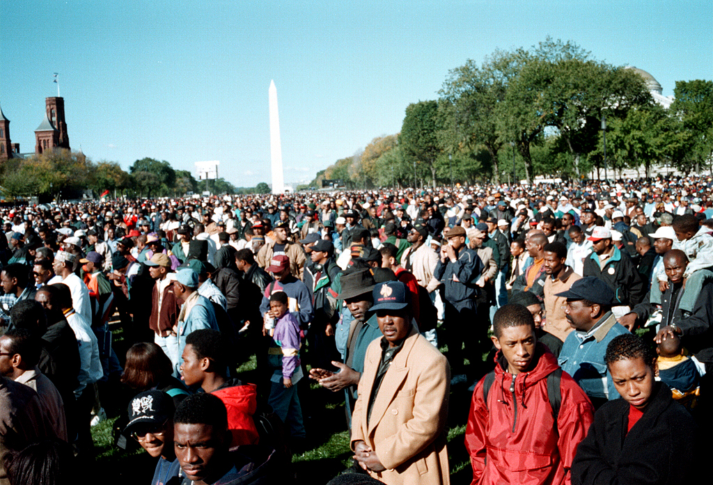 African American Men on the Mall in Washington D.C. During the Million Man March|