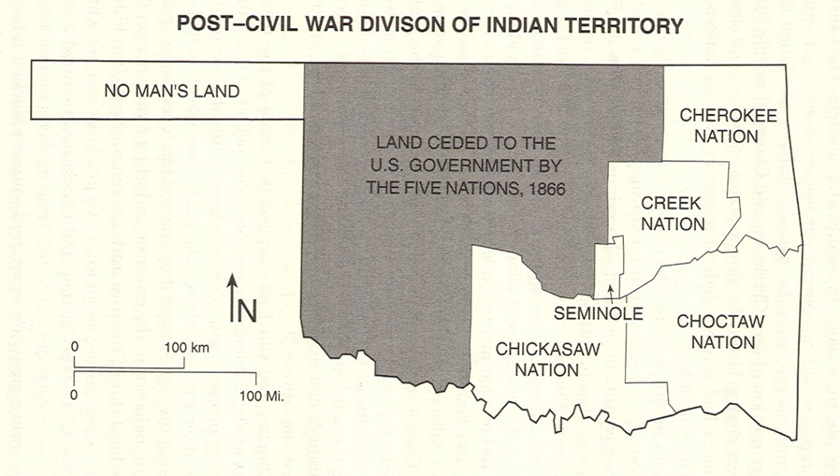 Post-Civil War division of Indian territory, Oklahoma