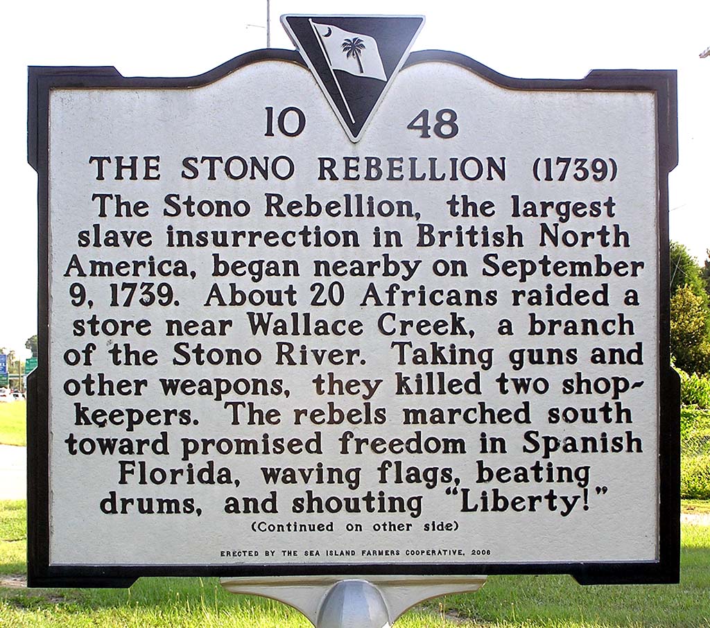 The Stono Rebellion Roadside Marker