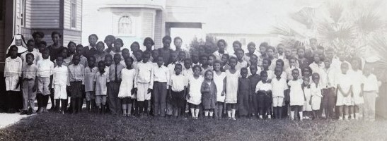 Students in Front of Holy Cross Church, ca. 1926 (Photo Courtesy of the Sisters of the Holy Spirit and Mary Immaculate Archives)