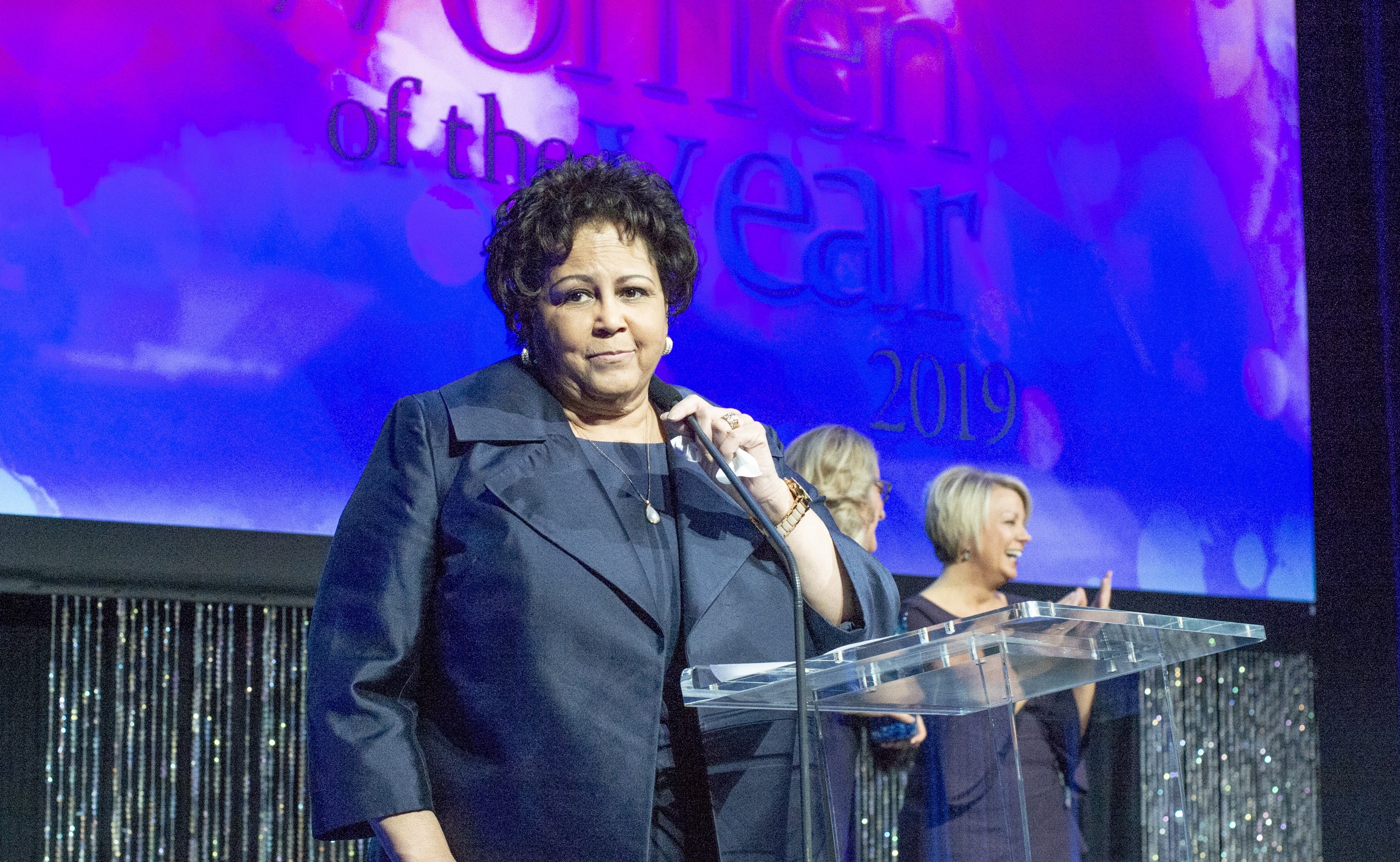 Cherie Buckner-Webb accepting 2019 Idaho Business Review's Woman of the Year Award