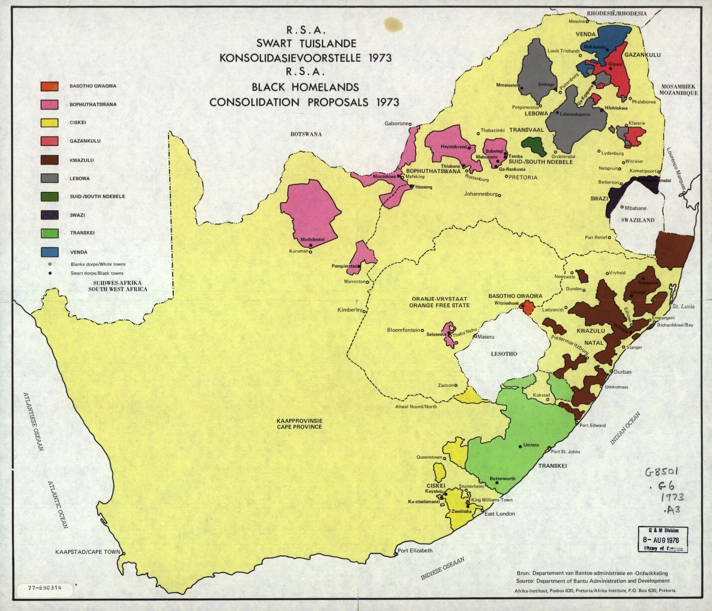 R.S.A. black homelands consolidation proposals