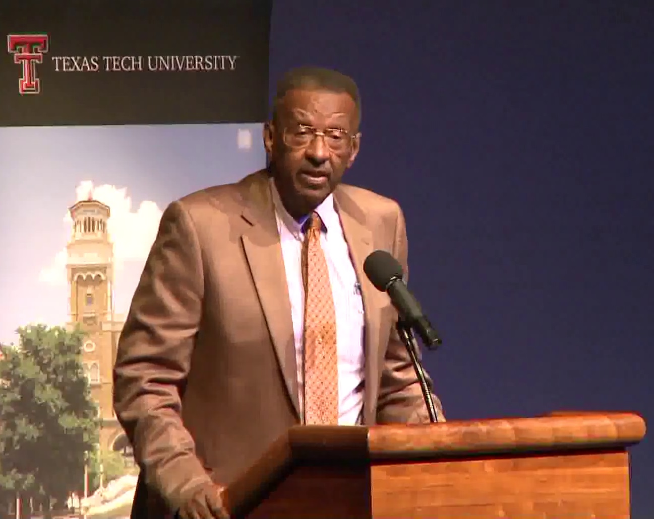 Walter E. Williams speaking at lecture at Texas Tech University