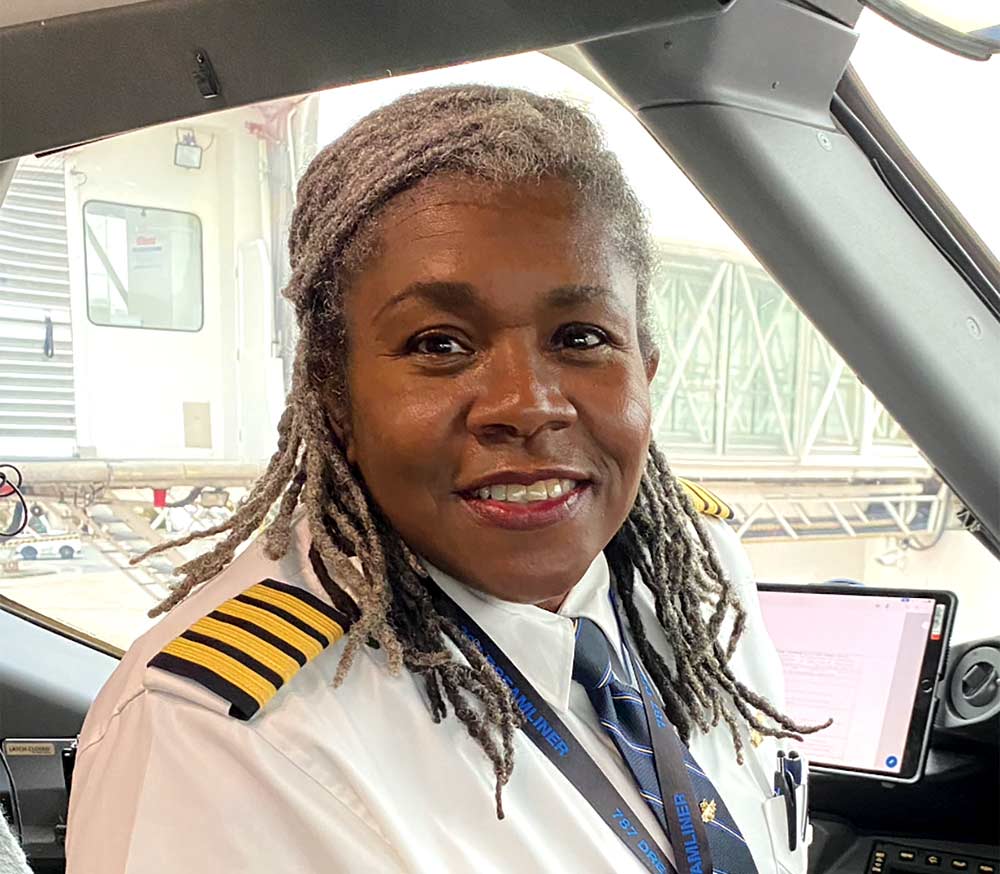 Captain Theresa Claiborne as a United Airlines Pilot (Alpha Magazine)|Captain Theresa Claiborne as an Air Force Pilot (Alpha Magazine)