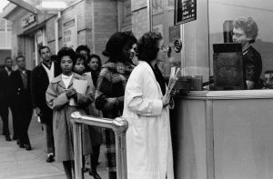 Demonstrator Attempts to Buy Ticket at the Carolina Theater, March 15, 1962 (Wilson Special Collections Library, UNC-Chapel Hill)