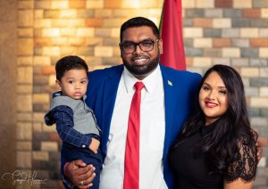 Dr. Mohammed Irfaan Ali, Wife Arya, and Son, Zayd (Guyana Chronicle)