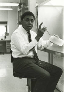 Harold Amos in his laboratory