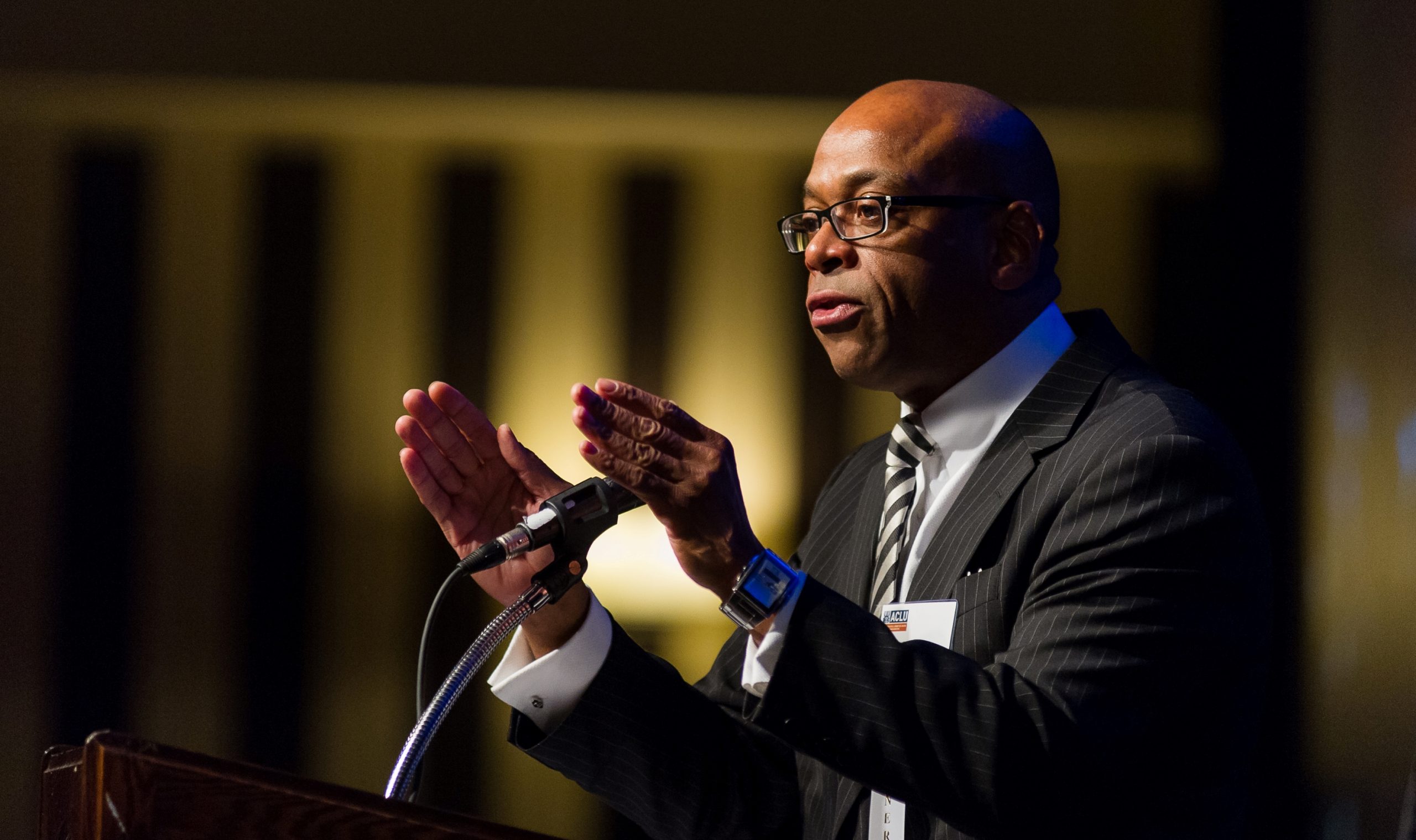 James Williams Giving Presentation at the 2014 American Civil Liberties Award Presentation, Seattle, Washington (Tino Tran)