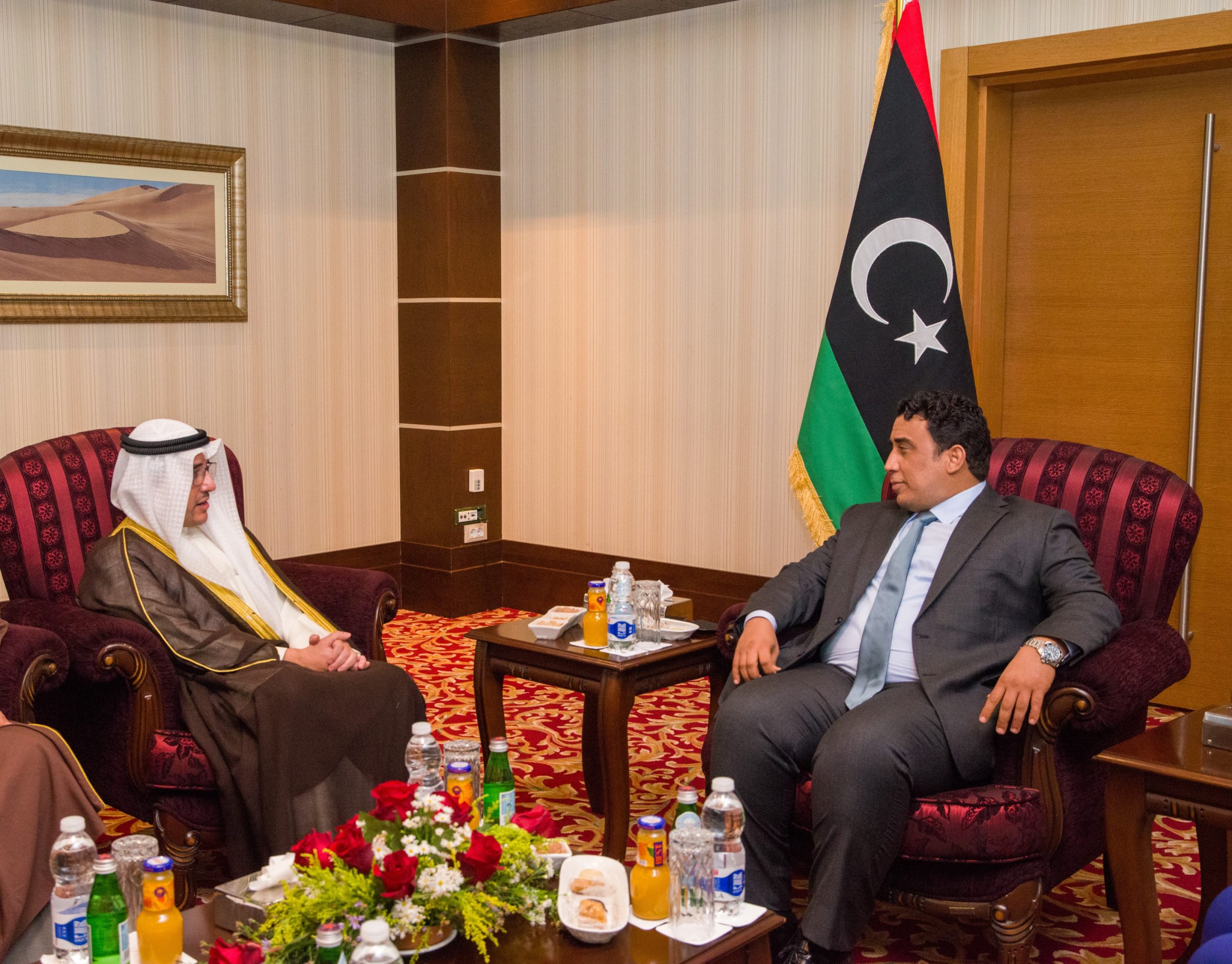 Mohamed Younis al-Menfi and Sheikh Ahmad Al-Sabah of Kuwait (www.mofa.gov.kw)