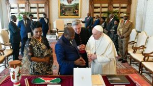 Pope Francis Meets with President Évariste Ndayishimiye and his Wife, March 2022 (Vatican News)