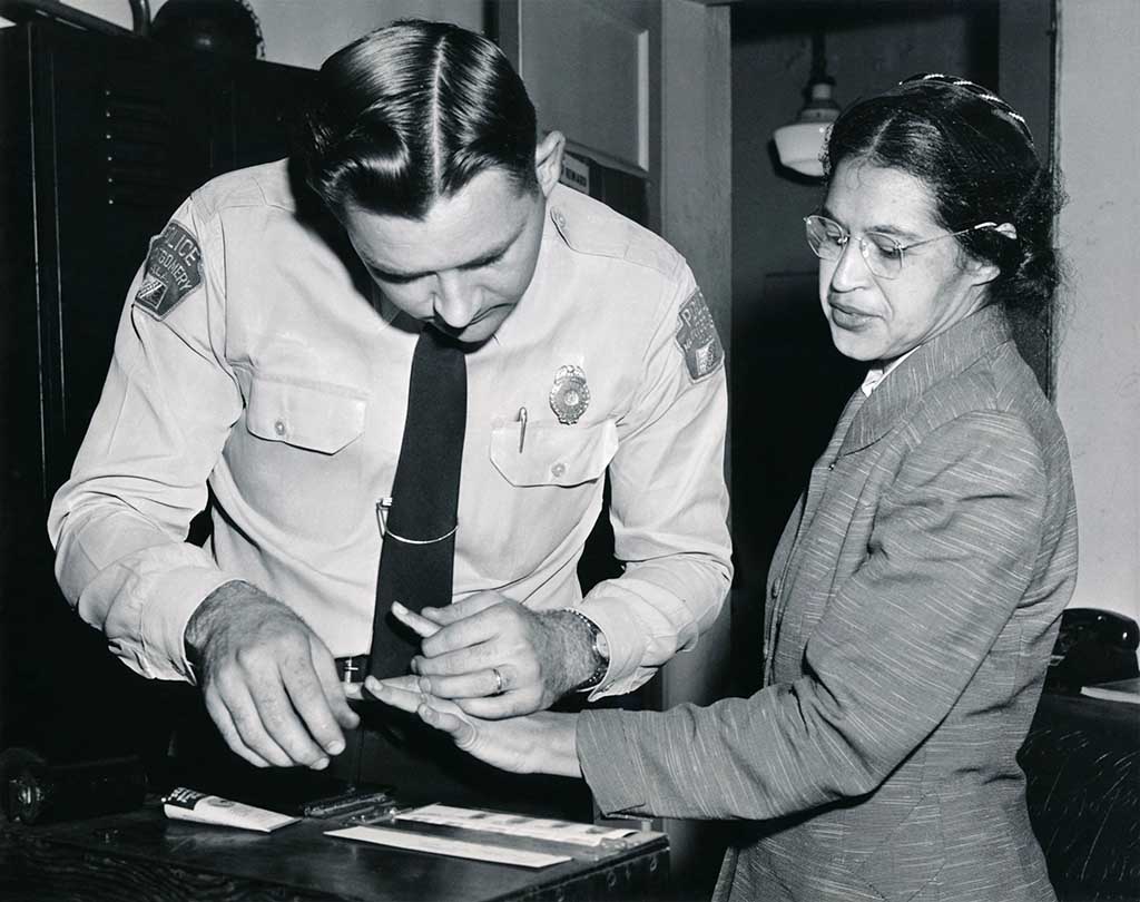 Rosa Parks being fingerprinted by Deputy Sheriff D.H. Lackey