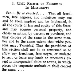 Mississippi Black Codes, 1865-1866