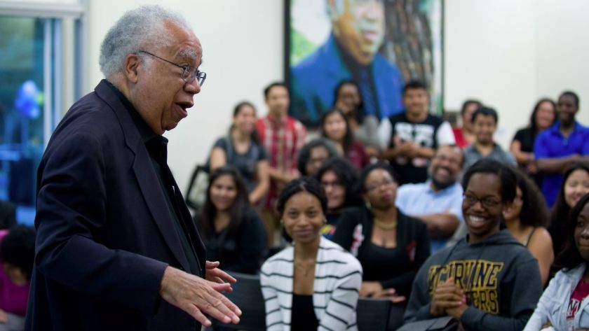 Dr. Joseph White speaking to students at UC Irvine