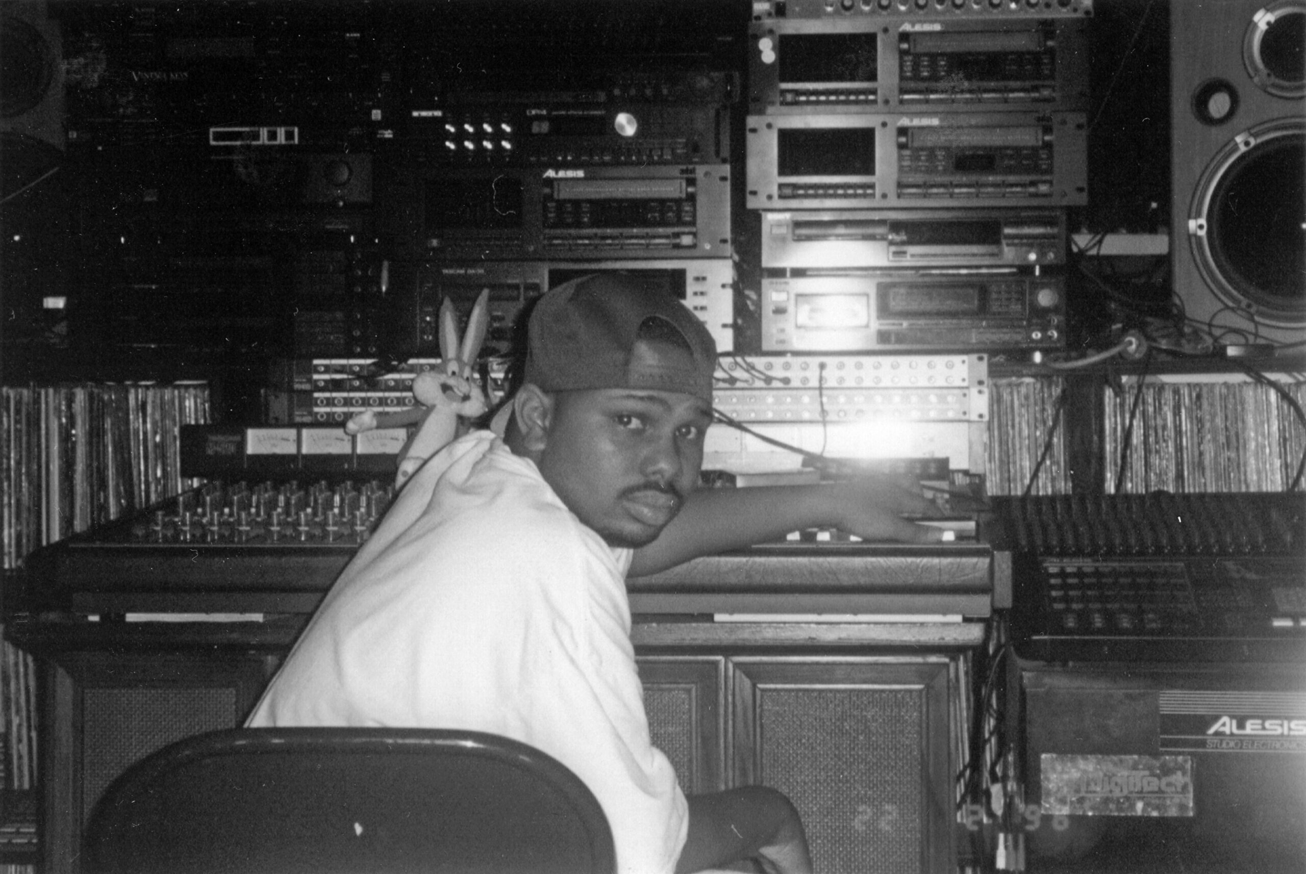 DJ Screw seated in studio