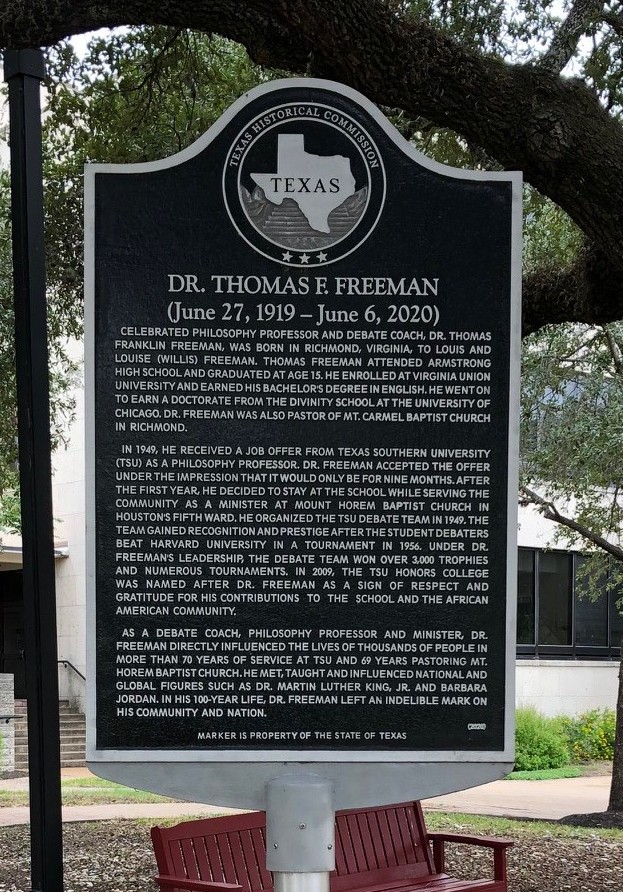 Historical Marker of Dr. Thomas F. Freeman in Texas (Courtesy Quintard Taylor Collection)