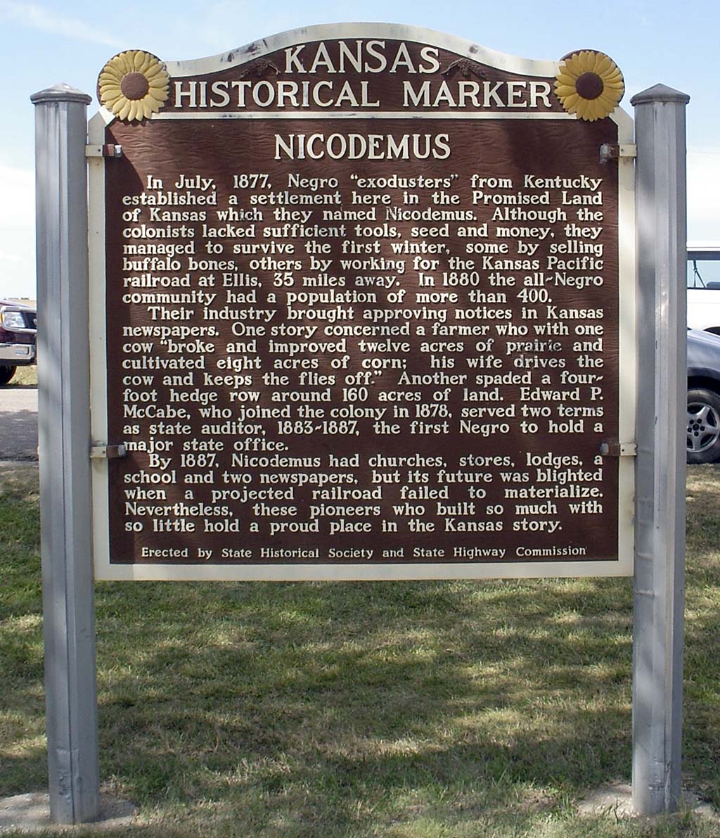 Nicodemus roadside marker, Kansas, August 2010